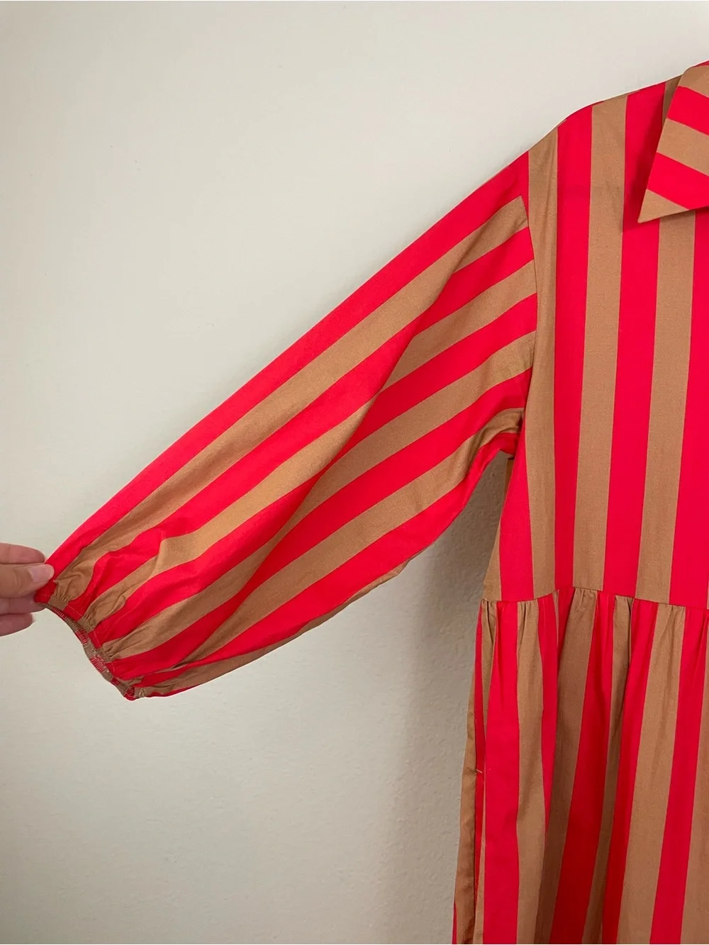 Anthropologie Maeve Bettina Striped Tiered Poplin Shirt Midi Dress Size M - Picture 5 of 11